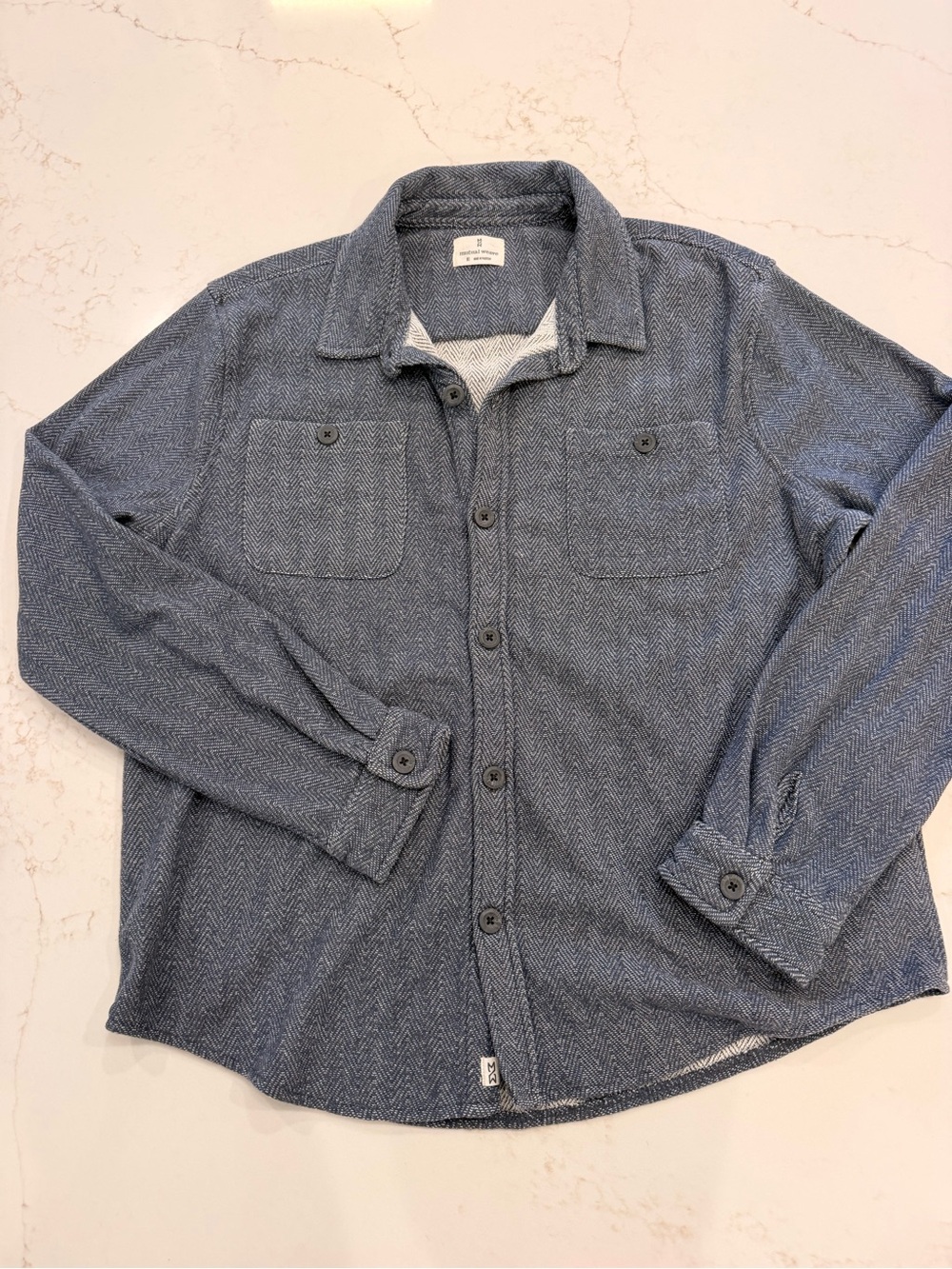 Mutual Weave Herringbone Shacket | Coastal Grandpa Utility Overshirt | XL